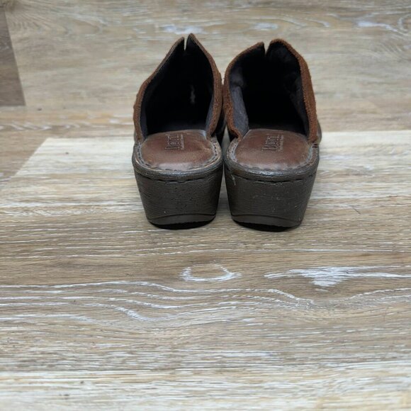 Born Brown Leather and Suede Split Toe Clogs Women's Size 7 - Picture 3 of 6